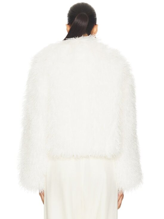 Hudson Jeans Mongauxlian Cropped Coat in Natural Faux Fur Ivory - Picture 3 of 4